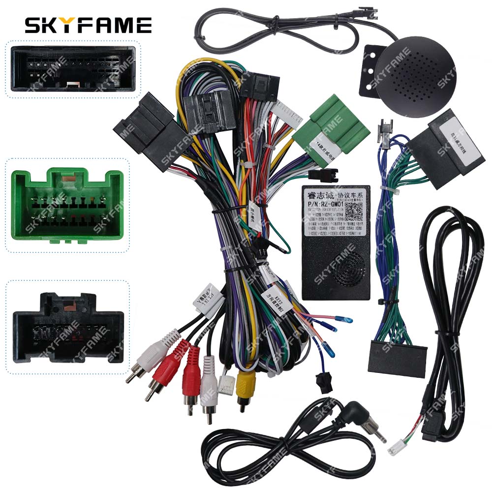 SKYFAME Car 16pin Wiring Harness Adapter Canbus Box Decoder Android ...